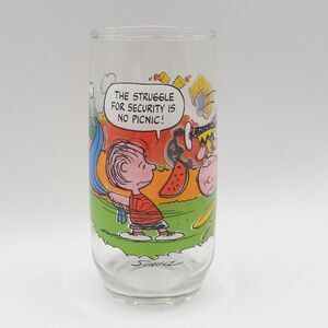 Vintage McDonalds Camp Snoopy Collection Linus "Security" Glass 1980s Peanuts